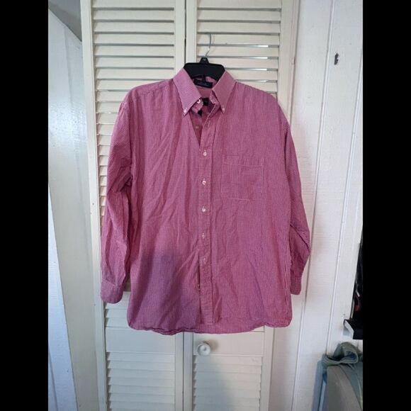 Lindsay Odom Men’s red white checkered button down shirt - Picture 1 of 7
